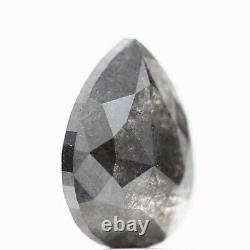 Salt and Pepper Diamond 1.14 Ct Rare Natural Gray Pear Loose Diamond for Ring