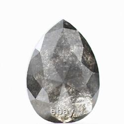 Salt and Pepper Diamond 1.14 Ct Rare Natural Gray Pear Loose Diamond for Ring