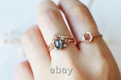 Salt and Pepper Diamond Engagement Ring Hexagon Diamond Engagement Ring Bridal R