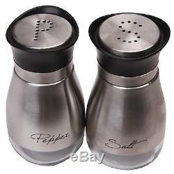 Salt and Pepper Shakers Set High Grade Stainless Steel with Glass Bottom an