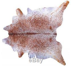 Salt and Pepper brown and White speckled Cowhide Rug 3x4 ft small Cow Skin rug