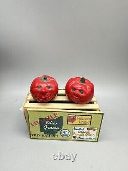 Sandy SRP Miniature Salt And Pepper shakers Anthropomorphic Tomatoes