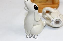 Scared Cat Dog Pole Stand Fitz Floyd FF Salt Pepper Shakers Japan 1960's MINT
