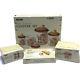 Sears Merry Mushroom 4 Pc Canister Set Salt Pepper Napkin Holder Spoon Rest NIB