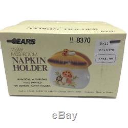 Sears Merry Mushroom 4 Pc Canister Set Salt Pepper Napkin Holder Spoon Rest NIB