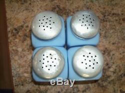 Set of 4 Jeannette Delphite Blue Range Shakers Salt Pepper Sugar Flour