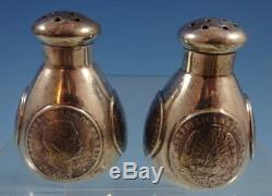 Shreve Sterling Silver Salt and Pepper Shakers 2pc Set with Coins (#1472)