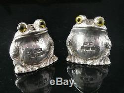 Silver FROG Salt & Pepper Pots, Birmingham 1997, Period Jewellery Manufacturing