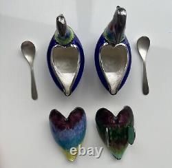 Silver Pair Duck Bird Shaped Salt And Pepper Cellar Korea