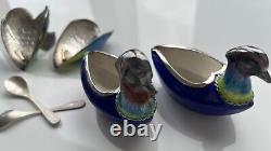 Silver Pair Duck Bird Shaped Salt And Pepper Cellar Korea