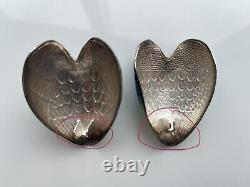 Silver Pair Duck Bird Shaped Salt And Pepper Cellar Korea