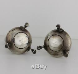 Solid Sterling Silver 3 Footed Salt & Pepper Shakers Victorian Mid Century. 925