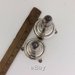 Solid Sterling Silver 3 Footed Salt & Pepper Shakers Victorian Mid Century. 925