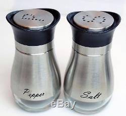 Stainless Steel Salt and Pepper Shakers Set with Glass Bottom