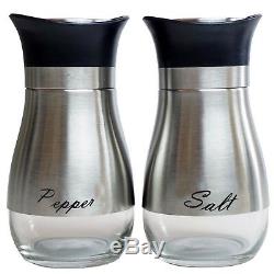 Stainless Steel Salt and Pepper Shakers Set with Glass Bottom