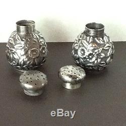 Sterling Silver J. E. Caldwell & Co. Repousse Salt & Pepper Shakers