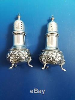 Sterling Silver Salt and Pepper Shakers with Floral Design 5 Not Weighted