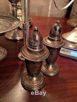 Sterling Silver Scrap Salt Pepper Vase Compotes Candlesticks 1516 Grams Weighted