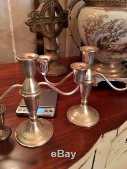 Sterling Silver Scrap Salt Pepper Vase Compotes Candlesticks 1516 Grams Weighted