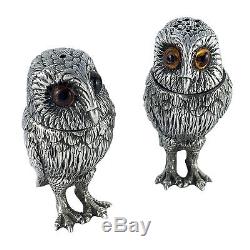 Sterling Silver Wise Owl Salt & Pepper Shakers by Francis Howard