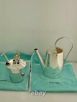 Sterling TIFFANY & CO Sugar Creamer Salt Pepper Set Garden Water Can Flower Pot