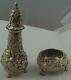 Stieff Repousse Style Antique Sterling Silver Pepper Shaker and Salt Cellar