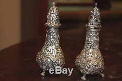 Stieff Rose Sterling Silver Footed Salt and Pepper Shakers