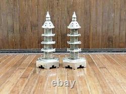 Stunning Pair Chinese solid Silver Antique Pagoda salt & pepper shakers