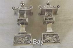 Stunning Pair Of Sterling Silver Chinese Pagoda Salt & Pepper Shakers