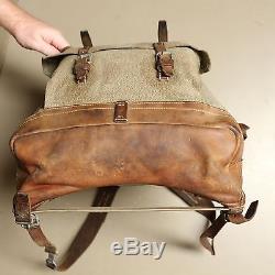 Swiss Vintage 1955 Salt and Pepper Leather and Canvas Rucksack Backpack