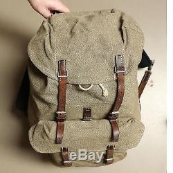 Swiss Vintage 1960 Salt and Pepper Leather and Canvas Rucksack Backpack