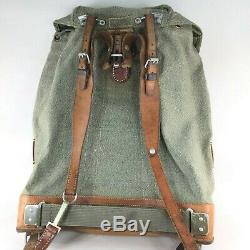Swiss Vintage 1971 Salt and Pepper Leather / Canvas Rucksack Backpack