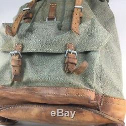 Swiss Vintage 1971 Salt and Pepper Leather / Canvas Rucksack Backpack