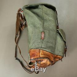 Swiss Vintage 1972 J. Kern Salt and Pepper Leather and Canvas Rucksack Backpack