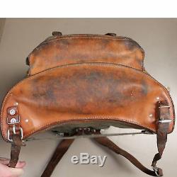 Swiss Vintage 1972 Salt and Pepper Leather and Canvas Rucksack Backpack Beinwil