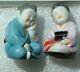 TOSHIKANE VINTAGE SET SALT & PEPPER SHAKER PORCELAIN CHILDREN withCORKS vqs