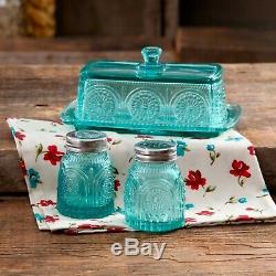 The Pioneer Woman Adeline Glass Butter Dish With Salt and Pepper Shaker Set