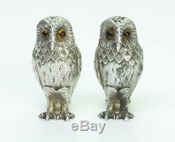 Tiffany & Co. England Vintage Silver Owl Salt & Pepper Shakers