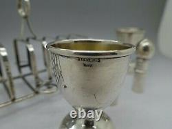 Tiffany & Co. Rare Sterling Silver Toast Rack Egg Cup & Salt Pepper Holder