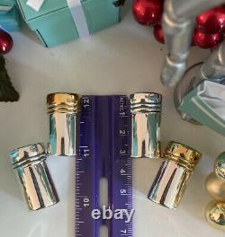 Tiffany&Co Salt Pepper Shakers Sterling Silver Vermeil Salt Tops 2 Pairs W Box