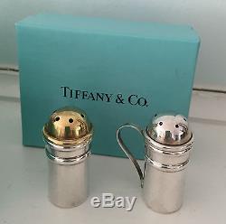 Tiffany & Co. Sterling Silver Salt & Pepper Shakers Gold Wash on Salt Shaker