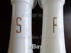 Tupperware Salt & Pepper Shakers Hourglass Set 6 Large Vintage White Gold NOS