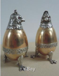 Two Russian Egg salt and pepper, solid silver 84,708 grams
