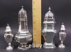 Two Sterling Sugar Casters & Salt Pepper Shakers