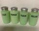 Unmarked Jadeite Green Shakers/Set Of 4/Salt, Pepper, Sugar, Flour