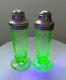 Uranium Glass, Royal Lace Depression Glass, Salt and Pepper Shakers, 1930s