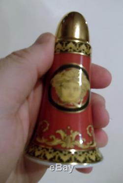 Versace Medusa Rosenthal Salt & Pepper Shakers Red Gold Form Ikarus Wunderlich