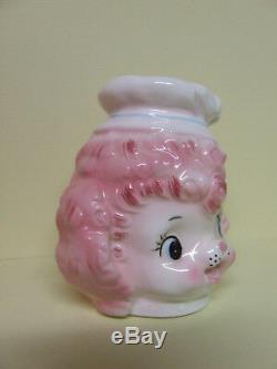 VHTF RARE Vintage Lefton Pink Poodle withChef/Baker's Hat Salt & Pepper Shakers