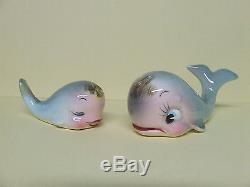 VHTF Vintage Momma & Baby Whale/Fish Salt & Pepper Shakers (Japan/PY5518)