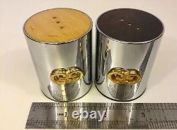 VINTANGE GUCCI 70s CHROME/WOOD SALT PEPPER SHAKERS SUPER RARE NICE COLLECTIBLE